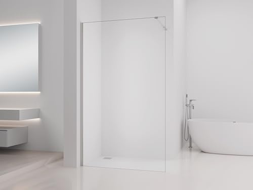 Walk-In duschvägg 120 x 200 cm – 8 mm ESG-säkerhetsglas, silver matt, reversibel, aluminiumram, stabiliseringsbygel 70–100 cm, enkel installation, modern duschavskiljare
