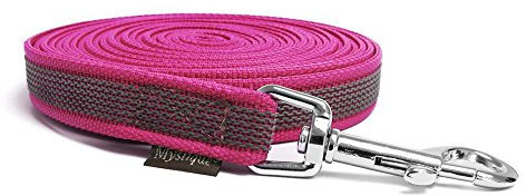 Mystique® Gummierte Schleppleine 20mm mit Handschlaufe Standard Karabiner Purpur 10m