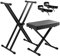 Tiger KAP-PK2 Keyboard Stand with Securing Straps & Stool Pack – Height Adjustable Double Braced X-Frame Keyboard Stand and Piano Stool Package