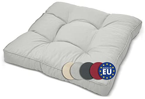 Beautissu Lounge Kissen Outdoor 60x60 cm Hellgrau – Bequemes Sitzkissen Gartenstuhl 10 cm dick Sitzpolster Auflagen für Rattanmöbel Gartenmöbel Polster für Stühle Sessel Stuhlauflage Indoor – xLuna