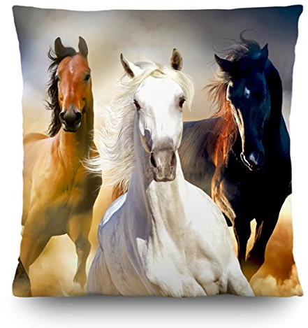 AG Design Pferde Dekokissen Büro, Küche, Wohnzimmer Polyester Sofakissen 45 x 45 cm, Zweiseitig | CN 3602