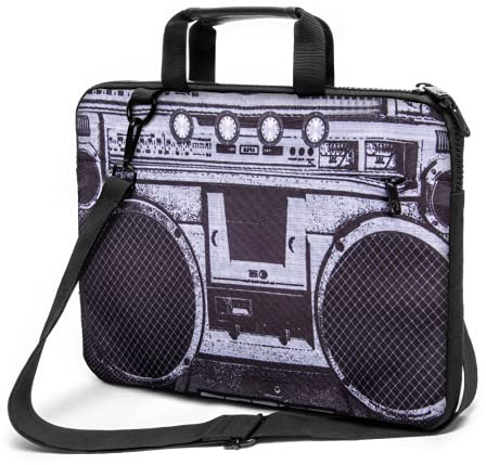 Funky Planet 17 -17.3 Canvas Strong Laptop Notebook MacBook Bag Handle, Strap Zipper Pocket Protective Funky Planet Bags/Cases (17 Canvas Boombox)