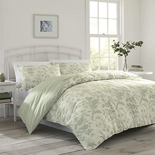 Laura Ashley Home Kingsize-Bettbezug-Set, wendbare Baumwoll-Bettwäsche mit passenden Kissenbezügen, leicht, Heimdekoration für alle Jahreszeiten, (Natalie Sage, 3-teilig)