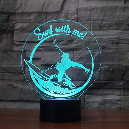 Kreative 3D Surfen Nacht Licht Lampe USB Power 7 Farben Amazing Optical Illusion 3D LED Lampe Formen Kinder Schlafzimmer Geburtstag Weihnachten Geschenke