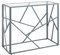 Konsolentisch Hartglas mit Metallgestell Silber geometrischer Rahmen Glamour Wohnzimmertisch Beistelltisch Orland