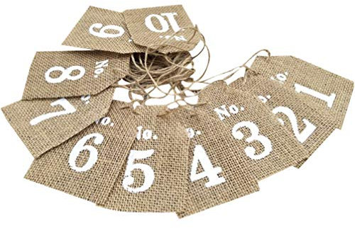 10pcs party decoration Table Reserved Sign wedding table numbers tag bottle bag Wine Bottle Table Number table numbers for wedding reception wine linen rope