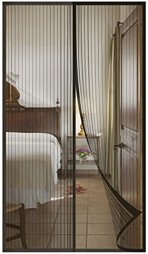 DIKER Zanzariera Magnetica per Porte Finestra 140x240cm, Tende Zanzariere con Calamita per Finestre, Zanzariere Magnetiche balcone, si Chiude da Sola, nero