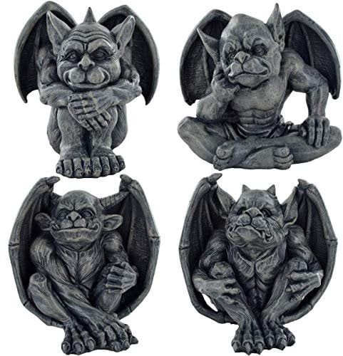 Gargoyle Set of 4 Figurines Home Decor Fantasy Ornament Gift Ideas Mythical Magic H12.8cm