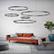 FUMIMID LED Pendellampe Wohnzimmerlampe Pendelleuchte Mit Kronleuchter Moderne Esstischlampe Aluminium Runde Acryl Beleuchtung Deckenleuchte,Schwarz,5laps20+40+60+80+100cm