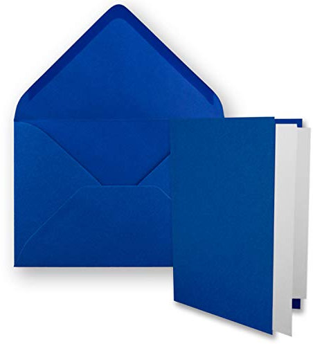 50x DIN B6 Faltkarten Set mit Umschlägen in Royalblau (Blau) - 120 x 170 mm - inkl. weißem Einlege-Papier - ideal für Einladungskarten, Hochzeit, Taufe, Kommunion, Konfirmation
