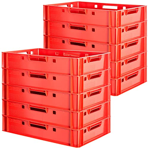 Fleischkiste E1 Fleischkiste Rot Fleischerkiste E1 Fleischkisten E1 Kiste E1 Fleischkiste Eurobox E1 Lebensmittelecht 60 x 40 Metzgerkiste E1 Auswahl Kingpower, Anzahl:10