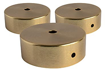 AMARCORDS - 3 Auvents de plafond en métal, cache fil pour lustre couleur OR, boîtier de lampe complet avec accessoires serre-câbles, vis et support de plafond. Diamètre 77mm hauteur 26mm