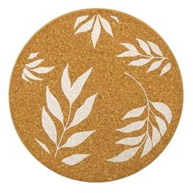 FACKELMANN 30996 Dessous de Plat en liège Rond, Dessous de Plat, sous Plat, Repose Plat, Repose Plat Rond, Dessous de Plat décoratif, Liège, 19 x 1 cm, Brun, Blanc