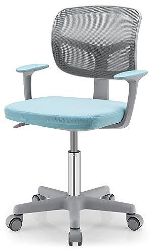 GOPLUS Schreibtischstuhl Kinder, Höhenverstellbarer Kinderdrehstuhl, Sitzhöhe 40-54cm, Kinder Bürostuhl mit Rückenlehne, Armlehnen, Ergonomischer Jugenddrehstuhl für 3-10 Jahre (Blue)