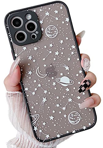 ZTOFERA Handyhülle Kompatibel mit iPhone 14 Pro Max Hülle mit Planet Sterne Universum Muster Schutzhülle Matt Harte PC Rückseite mit Silikon Bumper Stoßfest Cover für iPhone 14 Pro Max, Weiß Sky
