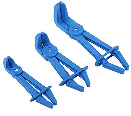 Plastic Flexible Hose Clamp Tool Set 3Pcs Brake Fuel Water Line Clamps Plier Kit Flexible Brake Fuel Water Line Hose Clamps(Blue)
