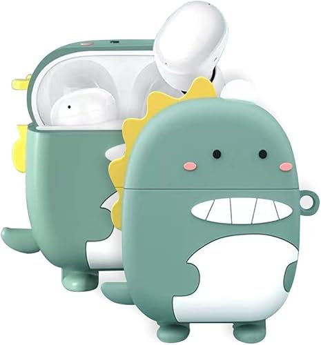Msiall Silicone Case Compatibile con redmi Buds 4, [Supporta la Ricarica Wireless] [Custodia Protettiva Antiurto] Simpaticodi Cartoni 3D Green Dinosaur