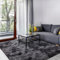 SOANNY Hochflor Wohnzimmer Teppich, Waschbar Anti-Rutsch, Flauschige Moderne Langflor Shaggy Teppich für Schlafzimmer & Kinderzimmer, Bettvorleger Matte, 90x150 cm, Dunkelgrau
