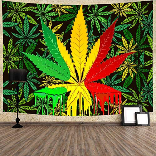 799 Wandteppich Reggae Rasta Marihuanablatt Psychedelische Cannabispflanzenr Wandbehang Dekoration Wanddekoration Groß Tischdecke, Für Party Dekor, Wohnheim, 130x150cm