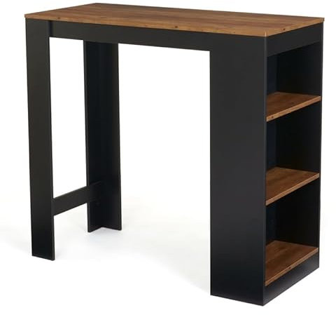 IDMarket Barth Bartisch für 2 bis 4 Personen, Holz, schwarz, Platte in dunkler Holzoptik
