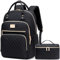 Weitars Mochila de almuerzo para mujer, mochila con lonchera, mochila para laptop de 15.6 pulgadas, mochila de viaje para mujer, mochila de trabajo, Negro -, L