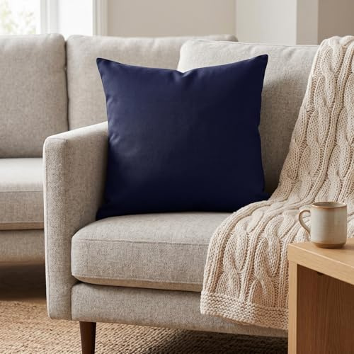 Hans-Textil-Shop Kissenbezug Polyester - Kissen, Kissenhülle, Kopfkissen, Dekokissen, Sofakissen, Couchkissen, Pflegeleicht, Bügelfrei (30x30 cm, Marine Blau)