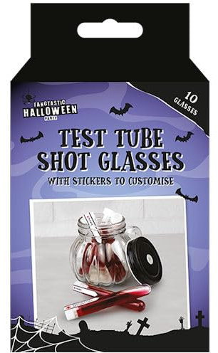 Ditzy Doll Halloween Test Tube Shot Glasses - 10 Pack with Stickers Customise Party D�cor