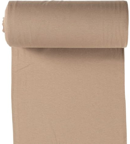10m Rolle Bündchenstoff Uni 35/70cm Schlauchware Oeko-Tex Jersey Bezugsstoff elastisch, Farbe:sand
