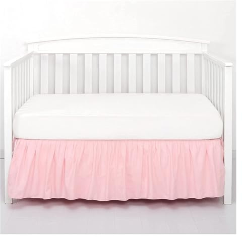 Jupe de lit Jupe de lit de Berceau Ajouter des draps Blancs - 4 côtés plissés à Volants for bébé garçons Filles Enfant en Bas âge Couvre-lit de pépinière (Color : Pink, Size : 70x140x36cm)