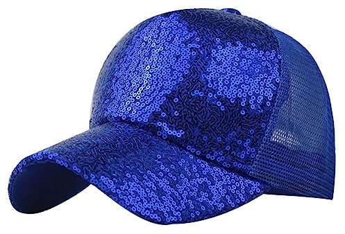 Beokeuioe Glitzer Kappe Paillette Baseball Cap Damen Konzert Leistung Baseballkappe Basic Basecap Damen Lässige Mütze Unisex Sports Golfkappe Verstellbar Sonnenkappe