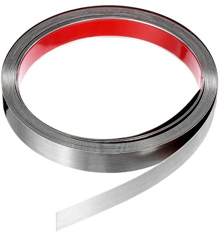 QUARKZMAN 19,7 ft x 0,79 Wandverkleidung zum Aufkleben und Anbringen von Rahmen, selbstklebende Edelstahlleiste mit gebürsteter Oberfläche für Wand Decke Schrank Fliesenkante, Silber
