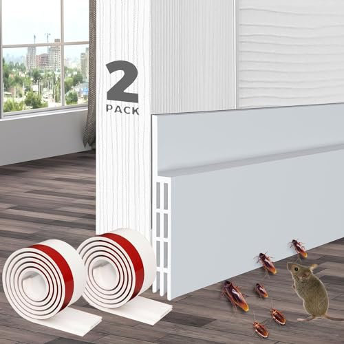 AIMIXUN 2 PCS 5 cm x 100 cm Boudin de Porte Isolant Froid, Bas de Porte Isolant, Isolation Porte Dentrée, Calfeutrer Bas de Porte Adhési Idéal pour l'Isolation Contre Froid, Bruit, Insectes(Blanc)