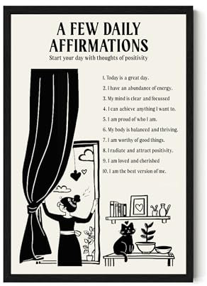 A Few Daily Affirmations Poster – Positive Affirmations Poster – Beginnen Sie Ihren Tag mit Gedanken an Positivität – Vintage-Poster, Dekoration für Wohnzimmer, Büro, Zuhause, trendiges