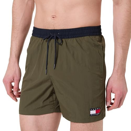 Tommy Hilfiger Uomo Pantaloncino da Bagno Medium Drawstring con Coulisse, Verde (Army Green), L