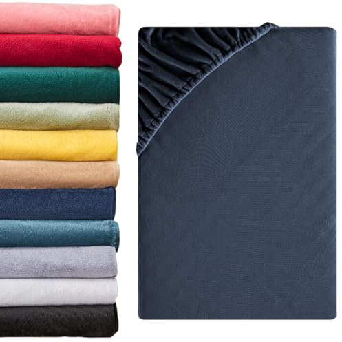 Beqnat Spannbettlaken 90x200cm - 100x200cm 2er Set Winter Teddy Plüsch Bettlaken Flauschig Fleece Spannbetttuch Cashmere Touch Kuschelig Spannleintuch | Farbe: Blau