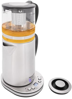 Bouilloire électrique 2 en 1 en verre et acier inoxydable, 1500 W, chauffage rapide, protection contre la surchauffe, arrêt automatique, 3,5 l