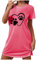 SYDUZAX Chemise de Nuit Femme Pyjama Impression de Coeur Vêtement de Nuit Col Rond Manches Courtes Nuisette T Shirt Long Grande Taille Robes Femme Doux et Confortable Robe de Nuit Automne Hiver