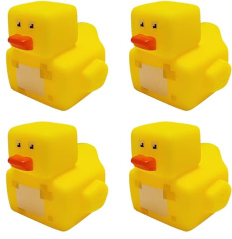 XPEX 4 Stück badeenten quietscheente badeenten gummiente Badewannen Spielzeug Quietscheente zum Baden und Spielen Quadrat