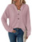 SENBATU Sweat à Capuche Femmes Manches Longues boutonné Pull col en V Hoodie Cordon Sweat Shirt Rose Clair XX-Large