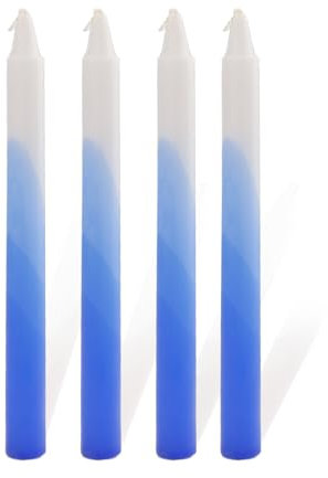 Scentoria Stabkerzen Bunt - Dip Dye Kerzen Höhe 22 cm ø 2,1 cm, Spitzkerzen, Tropfkerzen für Flaschen Rituals Kerze, Gemischt Weiß-Blau für Ferm Living