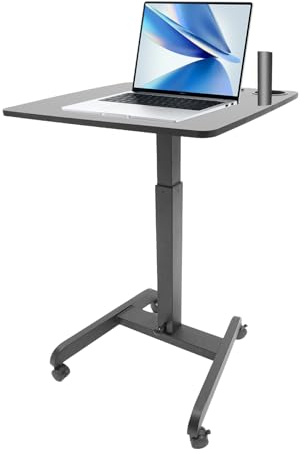 ACNAO Adjustable Height Rolling Desk, Laptop Cart with Cup Holder and Pen Slot, Computer Desk with Wheels, Rolling Laptop Stand, Mobile Workstation Cart for Schools, Offices, Classrooms, Homes
