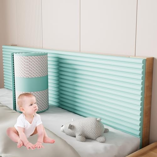 Wall Padding for Kids Autism - Soft Padded Wall Panels for Bedroom/Playroom/Nursery, DIY Cutting Upholstered Wall Panels Peel and Stick Headboard Self-Adhesive, Thickening Insulate(Green,20x200 cm)