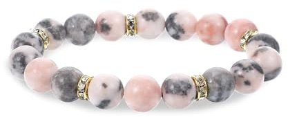 Gjinxi 2PCS Armband Damen 8mm Stein Kristall Perlenarmband Frauen Edelstein Perlen Chakra Armbänder Schutzstein Heilstein Glücksbringer für Freundin Steine Schmuck Partner Geburtstagsgeschenk