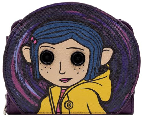 Knopfaugen Coraline Paralleluniversum Dunkle Fantasy Portemonnaie Reißverschluss Münzfach und Kartenhalter, Lila