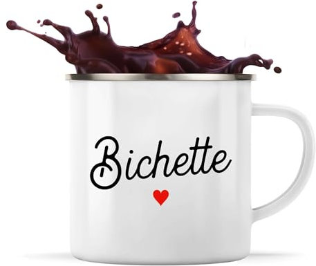 Tasse Métal Pas Cher Bichette | 360 ml Mug Émaillé Métallique | Idée Cadeau Petite Amie Copine Femme Parfaite Drôle Humour Original Anniversaire Amour Unique