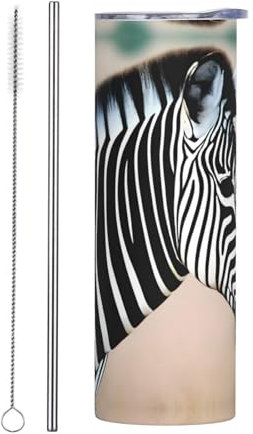 POEZJZW Zebra Looking Around - Vaso de café de acero inoxidable de 20 onzas, taza de viaje para bebidas heladas y bebidas calientes