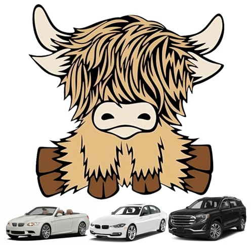 Highland Cow Aufkleber, realistischer Vinyl-Aufkleber für Auto-Rückscheibe, Kühlschrank, Wand, Laptop und Möbel, rustikale Bauernhoftier-Wandkunst für Zuhause, Küche, Tür oder Eiskasten-Dekoration