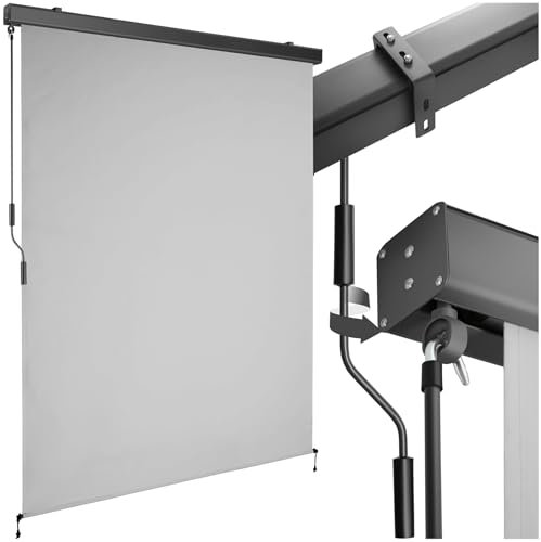 TecTake® toldo Vertical Exterior Enrollable con manivela, Soporte toldo, Toldos Exterior Terraza y balcón, protección Solar y Cortavientos, Tela toldo Balcon Resistente - 140 x 250 cm Gris Claro