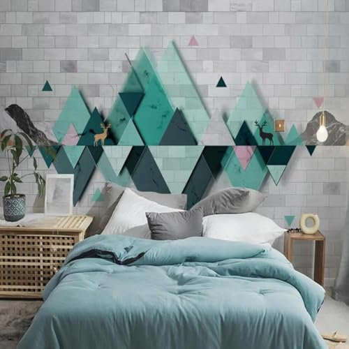Tzxztt Mur De Briques Bleu Cubique GéOméTrique Orignal Papier Peint 3d Moderne En Soie GaufréE MatéRiau IdéAl Pour Le Salon Et La Chambre à Coucher-350cm×256cm