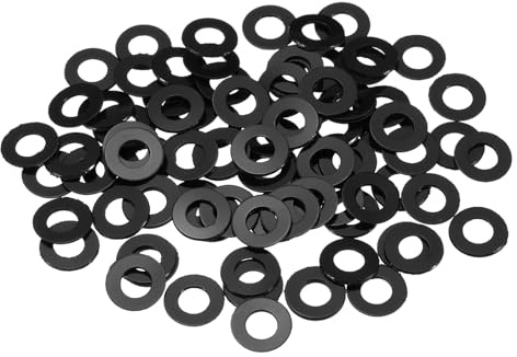 QUARKZMAN 120 Stück Runde Unterlegscheiben M4 x 8 x 0,5 mm, Nylon Kunststoff Dichtscheiben Schwarz Beilagscheiben Set, O Ring Flache Dichtungsringe für Schrauben Muttern Gewindestange